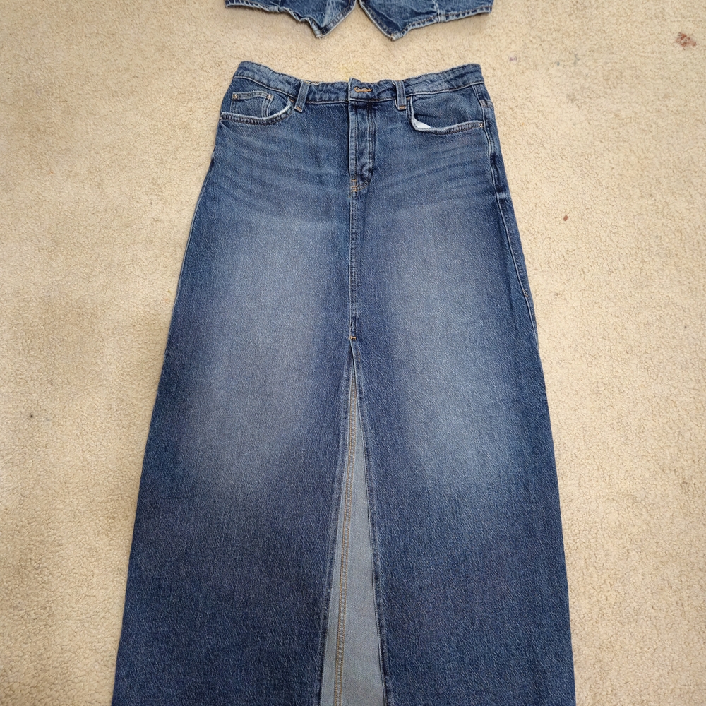 Zara Blue Denim Maxi Skirt and Vest Set ZARA - Picture 7 of 14